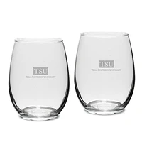 Texas Southern Tigers 2-Piece 15oz. Stemless Wine Glass Set