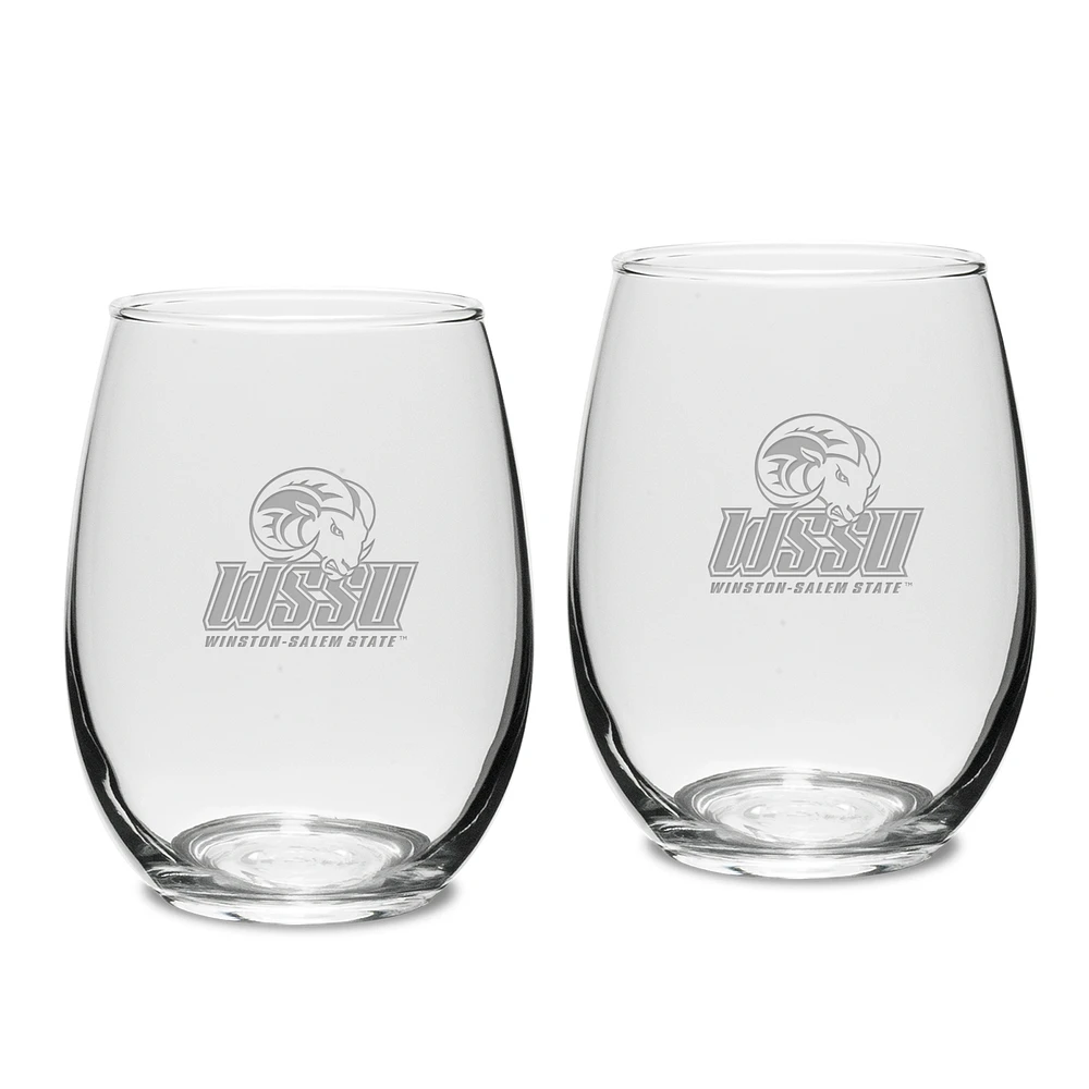 Winston-Salem State Rams 2-Piece 15oz. Stemless Wine Glass Set