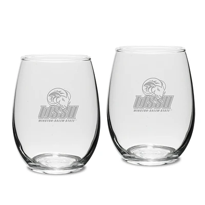 Winston-Salem State Rams 2-Piece 15oz. Stemless Wine Glass Set