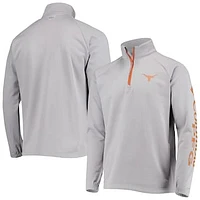 Men's Columbia Gray Texas Longhorns Terminal Tackle Fleece Raglan Omni-Shade Quarter-Zip Jacket