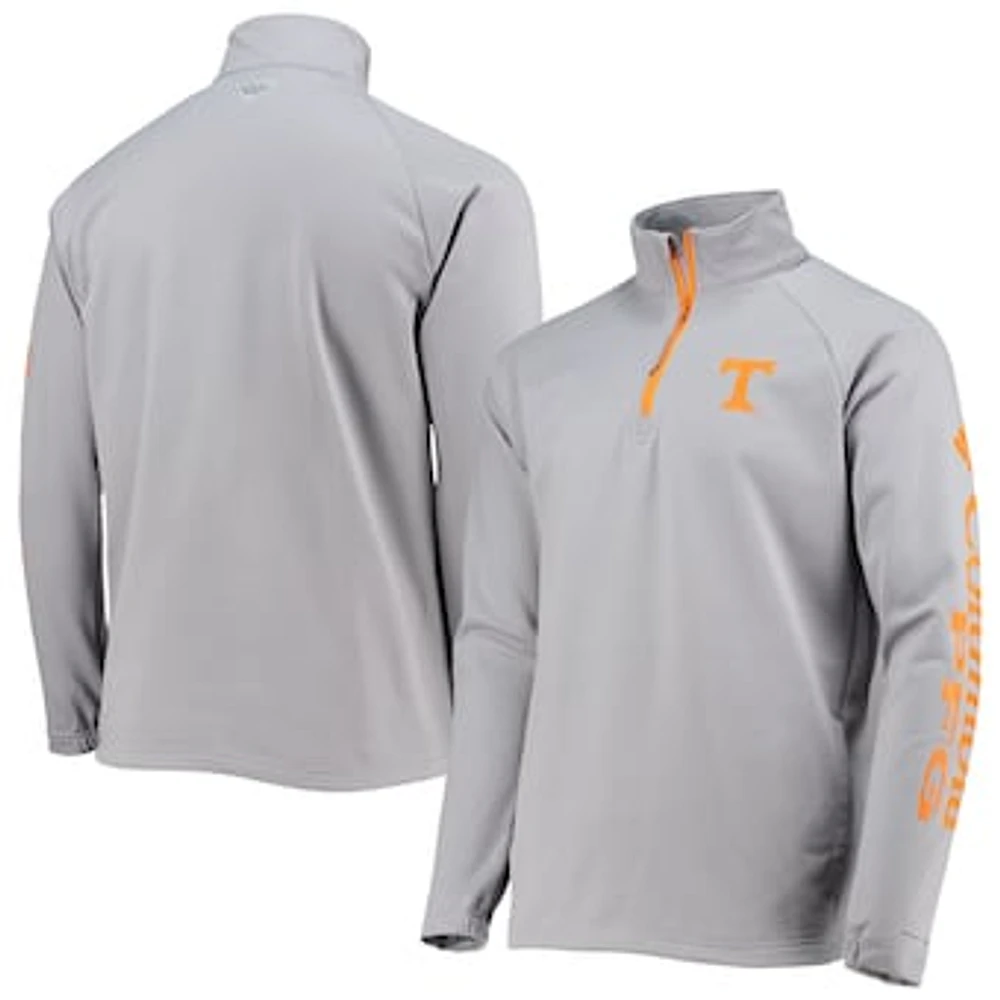 Men's Columbia Gray Tennessee Volunteers Terminal Tackle Fleece Raglan Omni-Shade Quarter-Zip Jacket