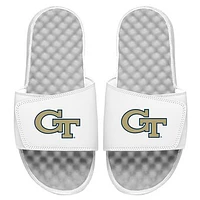 Men's ISlide White Georgia Tech Yellow Jackets Primary Logo Slide Sandals