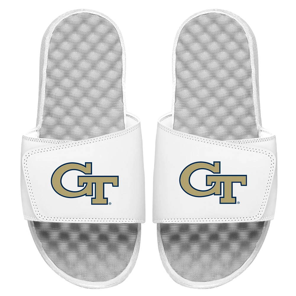 Men's ISlide White Georgia Tech Yellow Jackets Primary Logo Slide Sandals