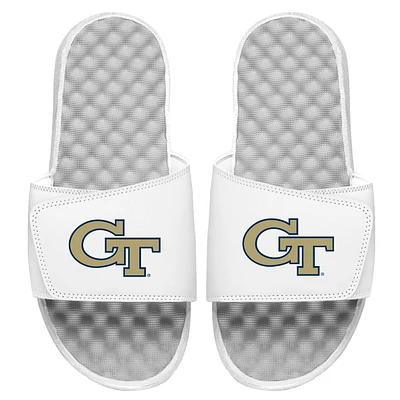 Men's ISlide White Georgia Tech Yellow Jackets Primary Logo Slide Sandals