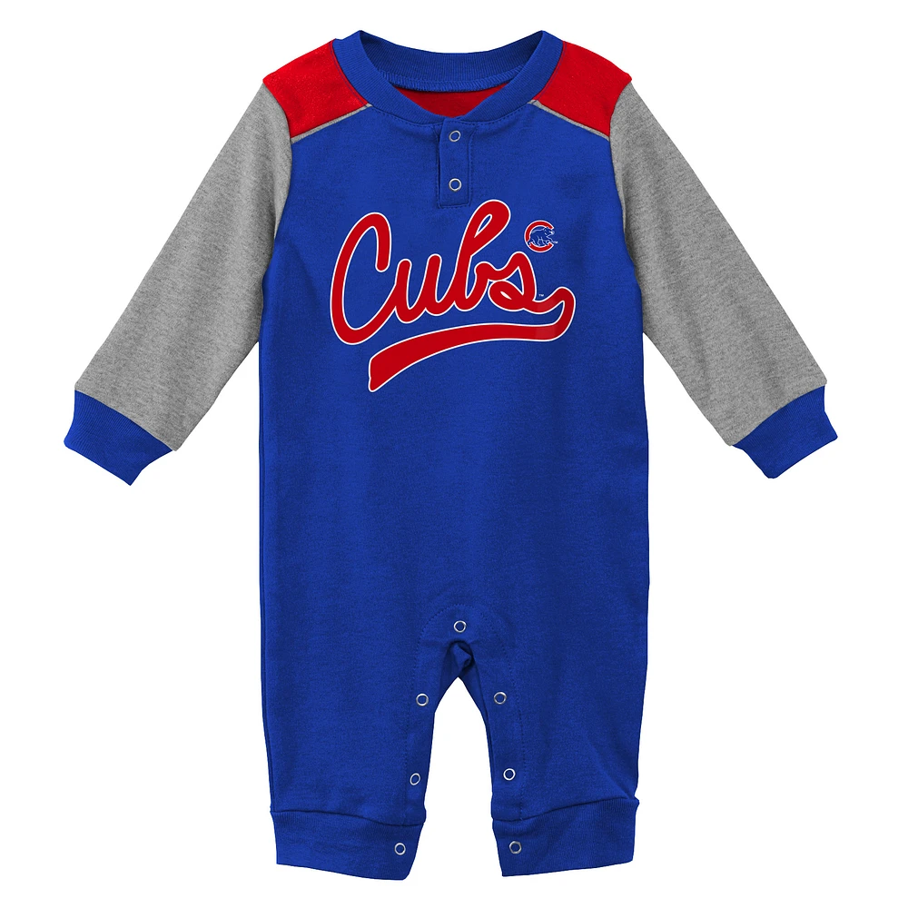 Newborn & Infant Royal/Heathered Gray Chicago Cubs Scrimmage Long Sleeve Jumper