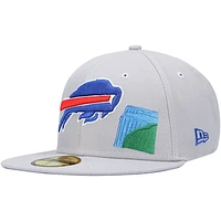 Men's New Era Gray Buffalo Bills City Describe 59FIFTY Fitted Hat