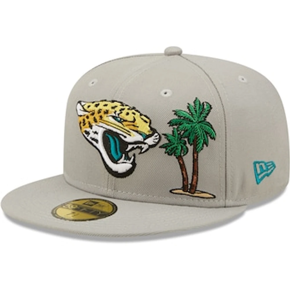 Men's New Era Gray Jacksonville Jaguars City Describe 59FIFTY Fitted Hat