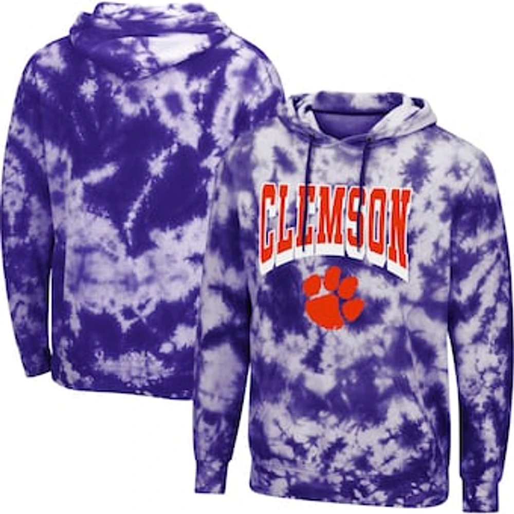 Men's Colosseum Purple Clemson Tigers Fanatic Tie-Dye Pullover Hoodie