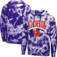 Men's Colosseum Purple Clemson Tigers Fanatic Tie-Dye Pullover Hoodie