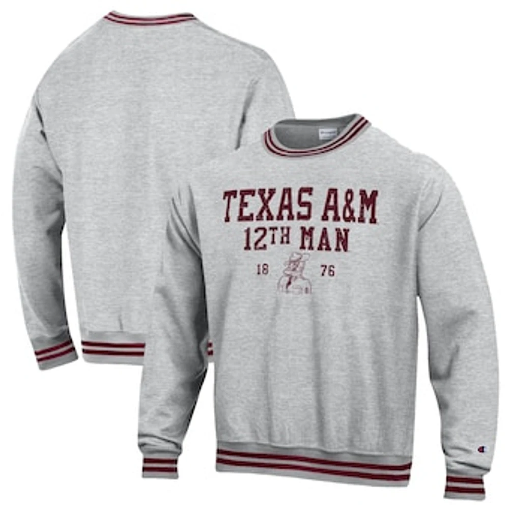 Men's Champion Heathered Gray Texas A&M Aggies 12th Man Centennial Vault Collection Pullover Hoodie