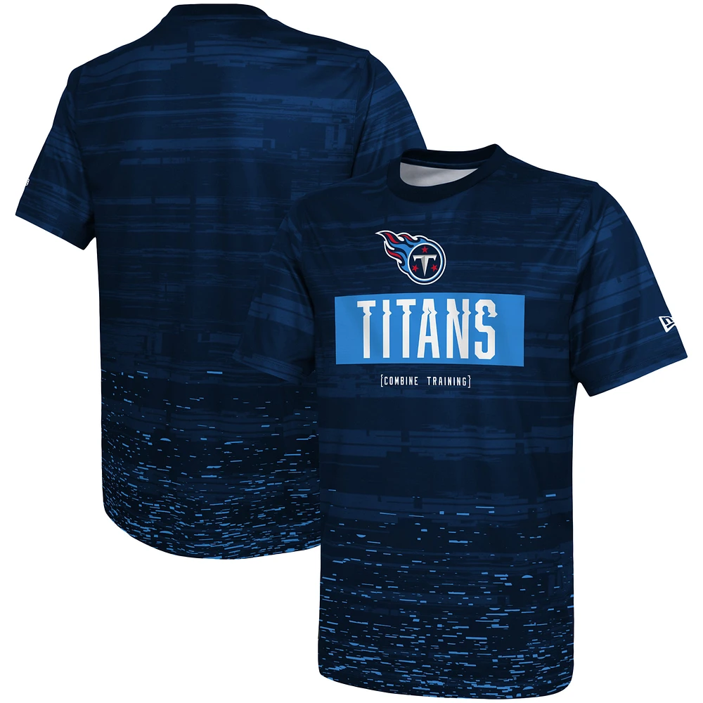 Men's New Era Navy Tennessee Titans Combine Authentic Sweep T-Shirt