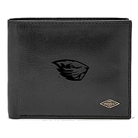Men's Fossil Black Oregon State Beavers Leather Ryan RFID Passcase Wallet