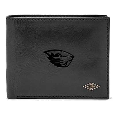 Men's Fossil Black Oregon State Beavers Leather Ryan RFID Passcase Wallet