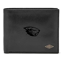 Men's Fossil Black Oregon State Beavers Leather Ryan RFID Passcase Wallet