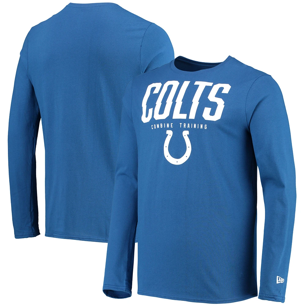 Men's New Era Royal Indianapolis Colts Combine Authentic Split Line Long Sleeve T-Shirt