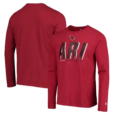 Men's New Era Cardinal Arizona Cardinals Combine Authentic Static Abbreviation Long Sleeve T-Shirt