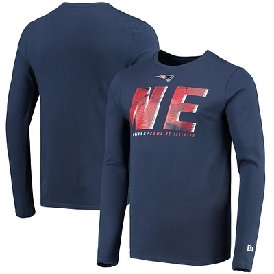 Men's New Era Navy England Patriots Combine Authentic Static Abbreviation Long Sleeve T-Shirt