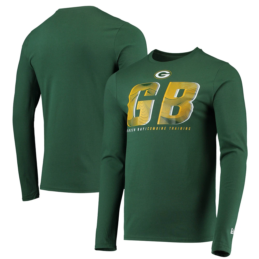 Men's New Era Green Bay Packers Combine Authentic Static Abbreviation Long Sleeve T-Shirt