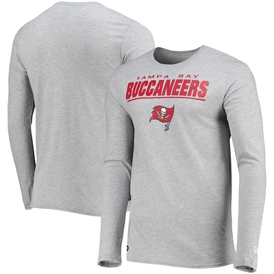 Men's New Era Heathered Gray Tampa Bay Buccaneers Combine Authentic Stated Long Sleeve T-Shirt