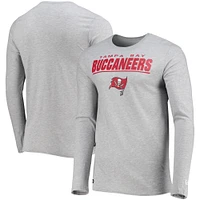 Men's New Era Heathered Gray Tampa Bay Buccaneers Combine Authentic Stated Long Sleeve T-Shirt