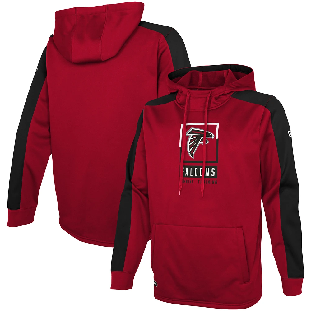 Men's New Era Red Atlanta Falcons Combine Authentic Rise Pullover Hoodie