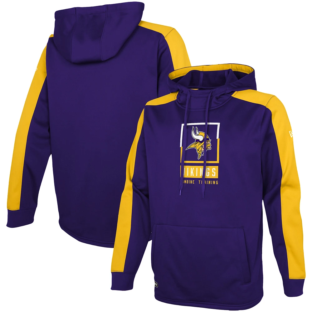 Men's New Era Purple Minnesota Vikings Combine Authentic Rise Pullover Hoodie