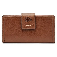 Women's Fossil Brown Montana Grizzlies Leather Logan RFID Tab Clutch