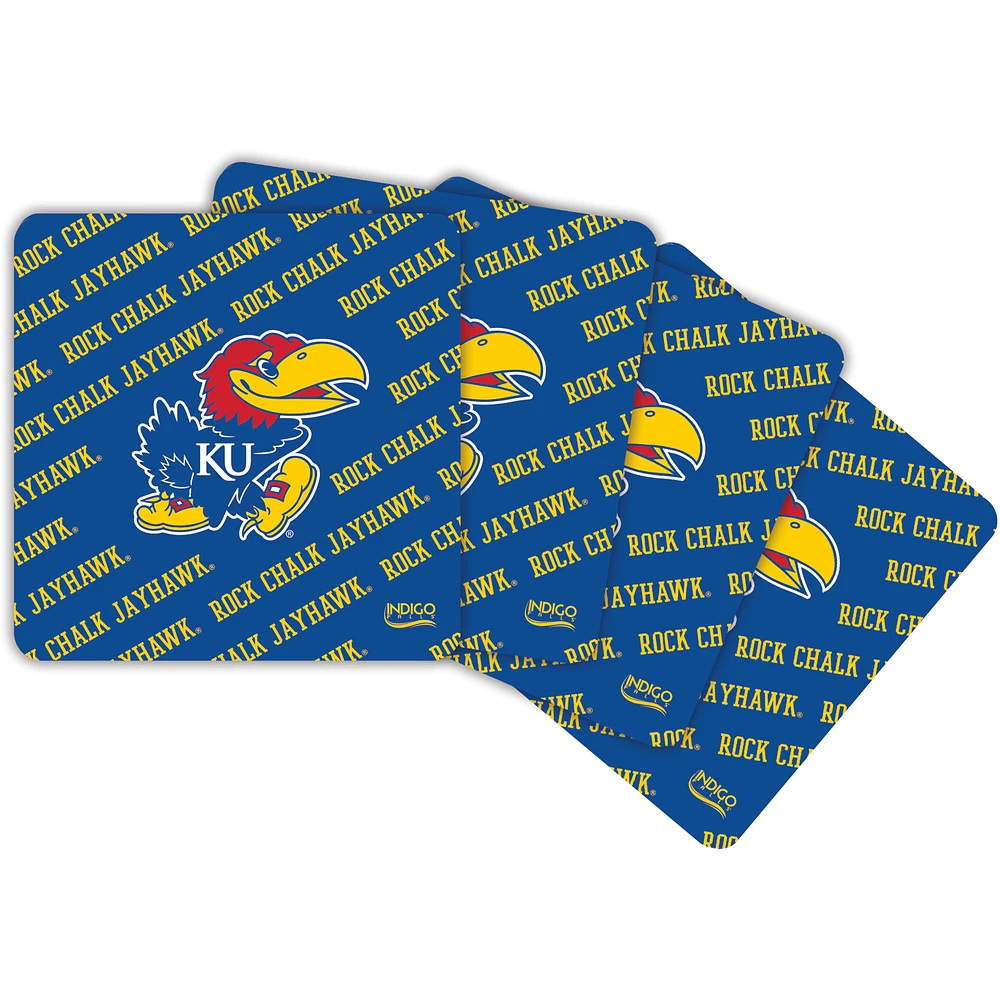 Kansas Jayhawks Four-Pack Square Repeat Coaster Set