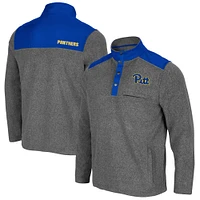 Men's Colosseum Heathered Charcoal/Royal Pitt Panthers Huff Snap Pullover