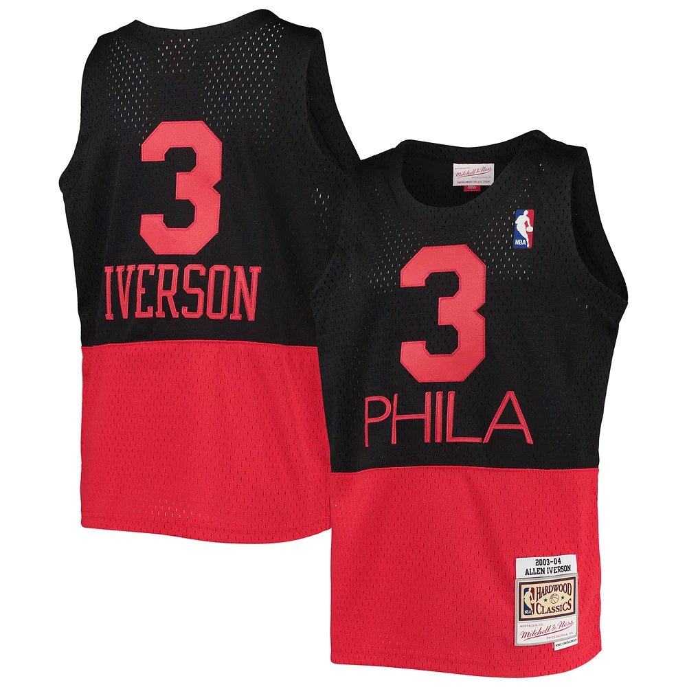 Youth Mitchell & Ness Allen Iverson Black Philadelphia 76ers 2003-04 Hardwood Classics Reload Jersey