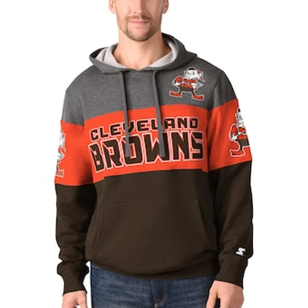 Men's Starter Brown Cleveland Browns Extreme Fireballer Throwback - Pullover Hoodie