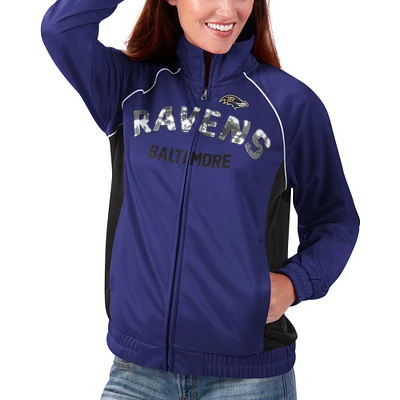 Women's G-III 4Her by Carl Banks Purple Baltimore Ravens Backfield Raglan - Full-Zip Track Jacket