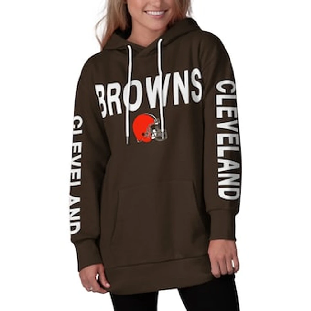 Women's G-III 4Her by Carl Banks Brown Cleveland Browns Extra Inning - Pullover Hoodie