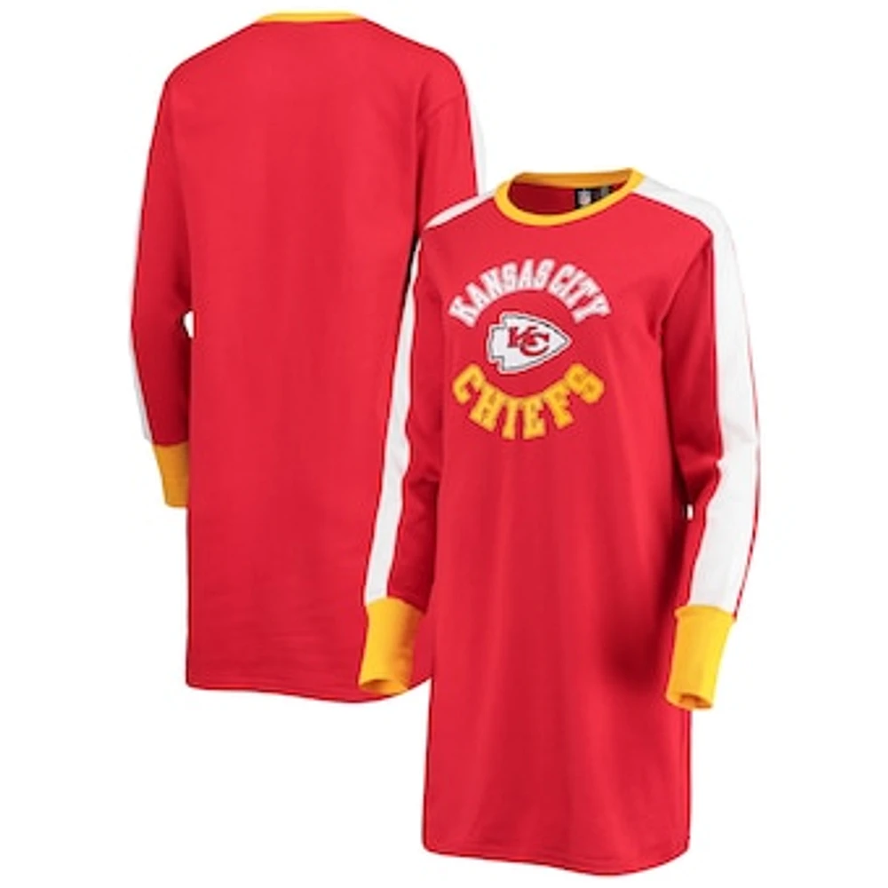 Women's G-III 4Her by Carl Banks Red Kansas City Chiefs Hurry Up Offense - Long Sleeve T-Shirt Dress