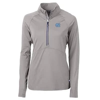 Women's Cutter & Buck Gray North Carolina Tar Heels Adapt Eco Knit Half-Zip Pullover Jacket