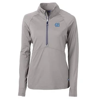 Women's Cutter & Buck Gray North Carolina Tar Heels Adapt Eco Knit Half-Zip Pullover Jacket