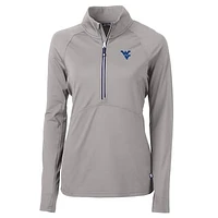 Women's Cutter & Buck Gray West Virginia Mountaineers Adapt Eco Knit Half-Zip Pullover Jacket