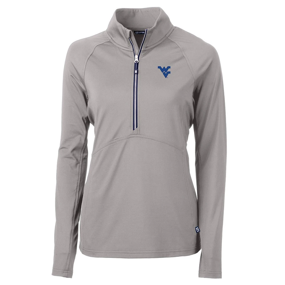 Women's Cutter & Buck Gray West Virginia Mountaineers Adapt Eco Knit Half-Zip Pullover Jacket