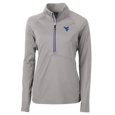 Women's Cutter & Buck Gray West Virginia Mountaineers Adapt Eco Knit Half-Zip Pullover Jacket