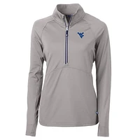 Women's Cutter & Buck Gray West Virginia Mountaineers Adapt Eco Knit Half-Zip Pullover Jacket