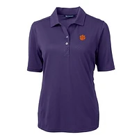 Women's Cutter & Buck Purple Clemson Tigers Virtue Eco Pique Recycled Polo