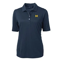 Women's Cutter & Buck Navy Michigan Wolverines Virtue Eco Pique Recycled Polo