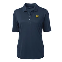 Women's Cutter & Buck Navy Michigan Wolverines Virtue Eco Pique Recycled Polo