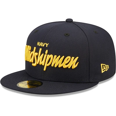 Men's New Era Navy Navy Midshipmen Script Original 59FIFTY Fitted Hat