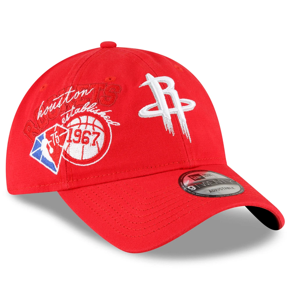 Men's New Era Red Houston Rockets Back Half 9TWENTY Adjustable Hat