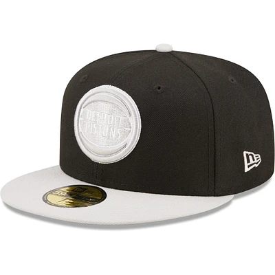 Men's New Era Black/Gray Detroit Pistons Two-Tone Color Pack 59FIFTY Fitted Hat