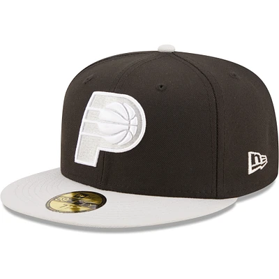 Men's New Era Black/Gray Indiana Pacers Two-Tone Color Pack 59FIFTY Fitted Hat