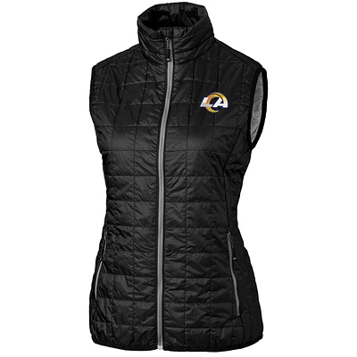 Women's Cutter & Buck Black Los Angeles Rams Rainier PrimaLoft Eco Full-Zip Vest