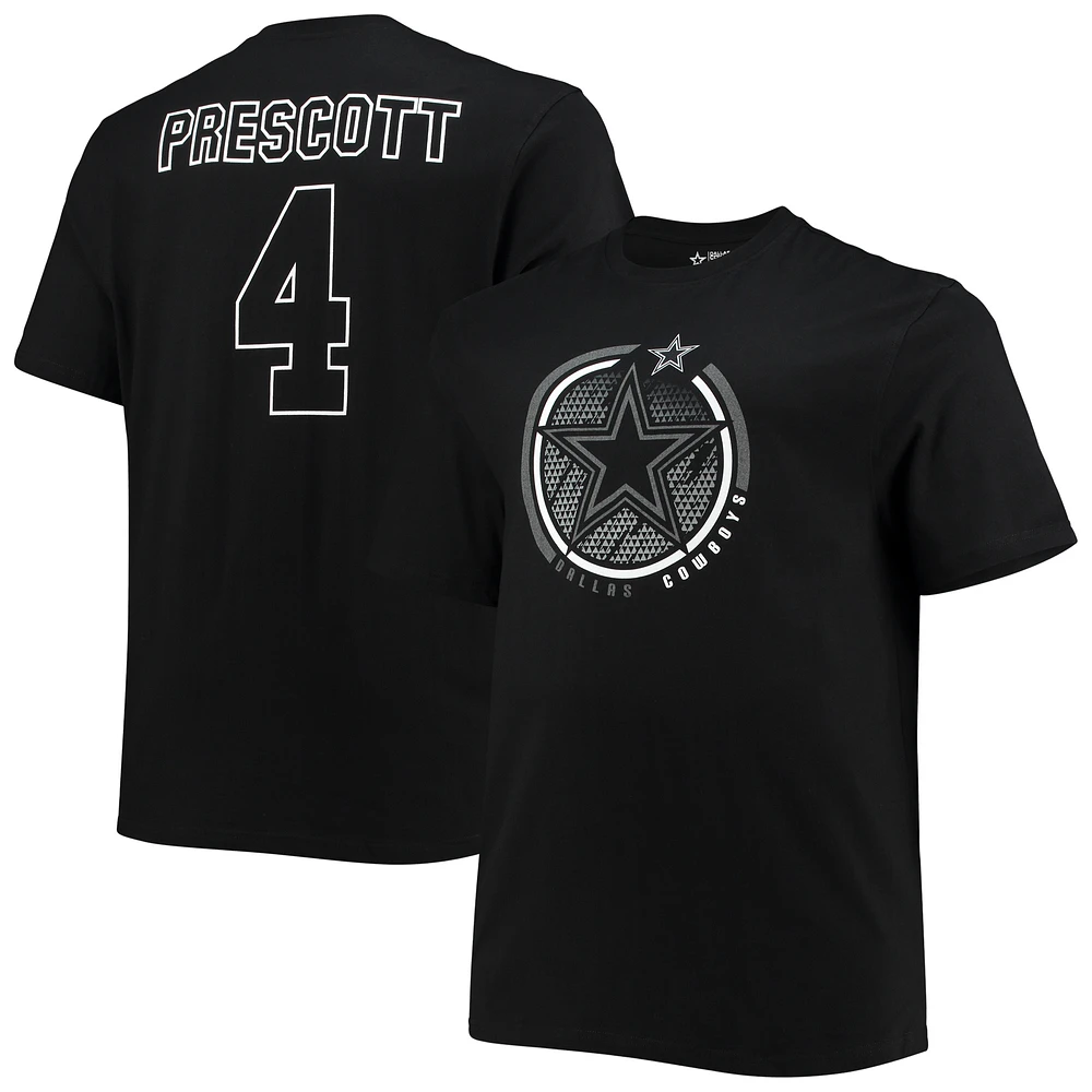 Men's Fanatics Dak Prescott Black Dallas Cowboys Big & Tall Color Pop Name & Number T-Shirt