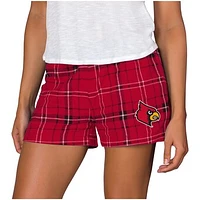 Women's Concepts Sport Red/Black Louisville Cardinals Ultimate Flannel Sleep Shorts